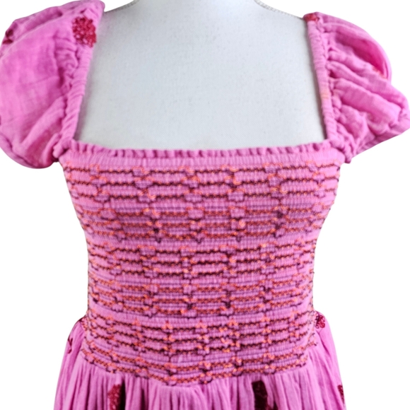 Free People TORY Embroidered Boho Mini Dress In L NWOT - Picture 6 of 12